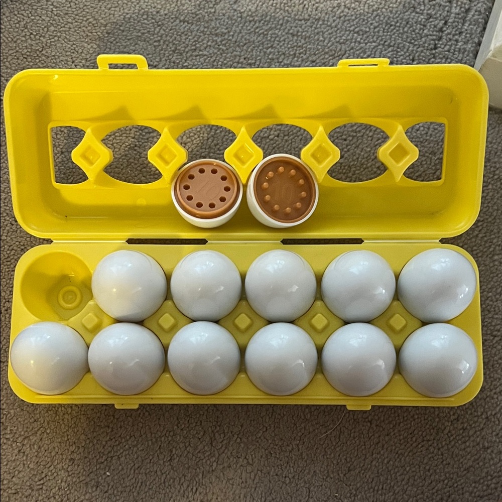 Yellow Egg Holder with White Eggs